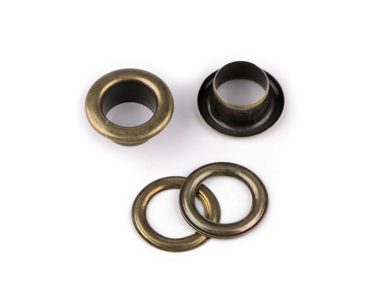 Ocheți metalici ø10 mm interior / ø17 mm exterior - Alamă antică (20 Perechi)