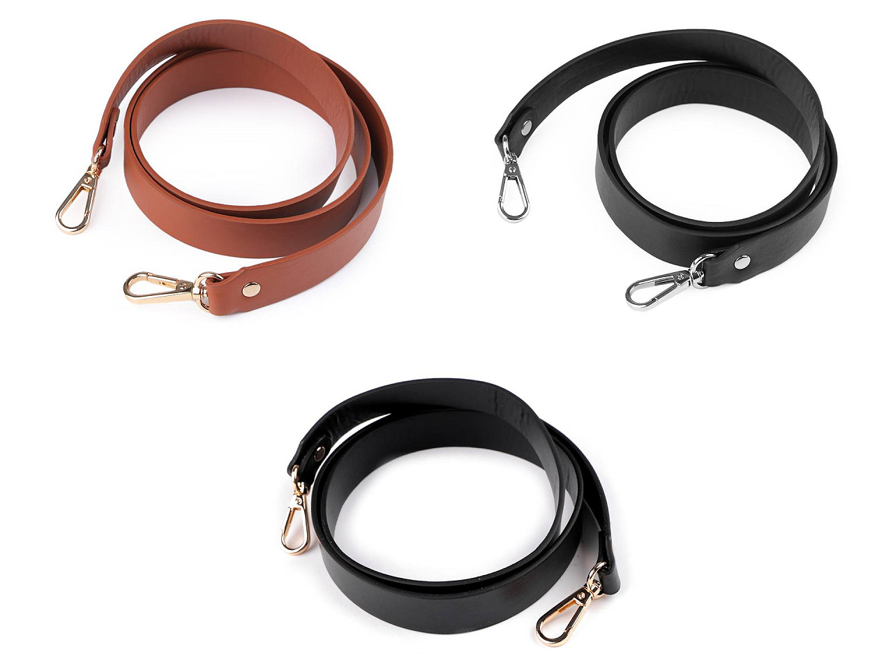 Curea cu carabine pentru geanta de mana, latime 2,4 cm - Maro coniac (1 Bucată)