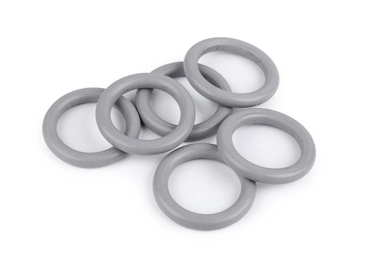 Inele colorate din lemn ø50 mm - Argintiu (20 Bucăți)