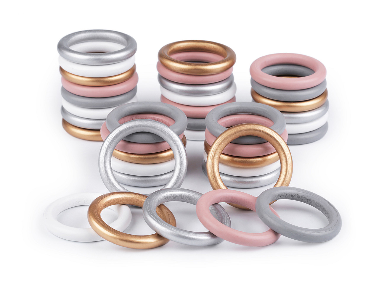 Inele colorate din lemn ø58 mm - Auriu (10 Bucăți)