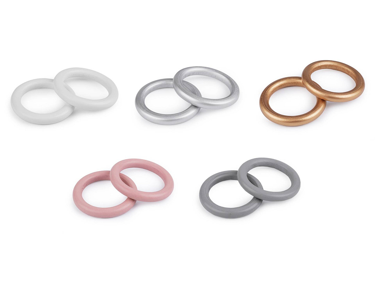Inele colorate din lemn ø70 mm - Alb (10 Bucăți)