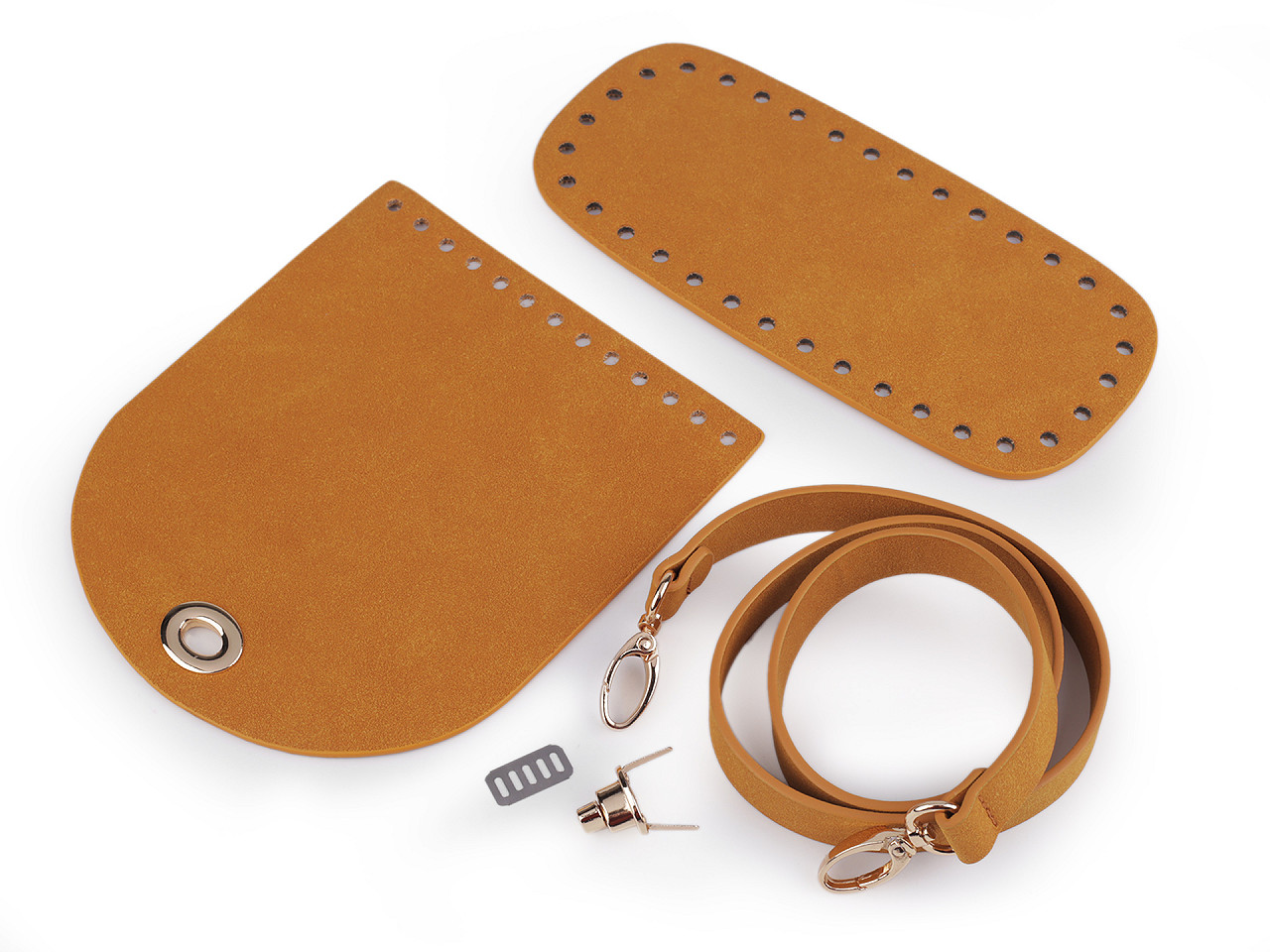 Kit pentru realizarea unei poșete din piele ecologică - Galben muștar (1 Set)