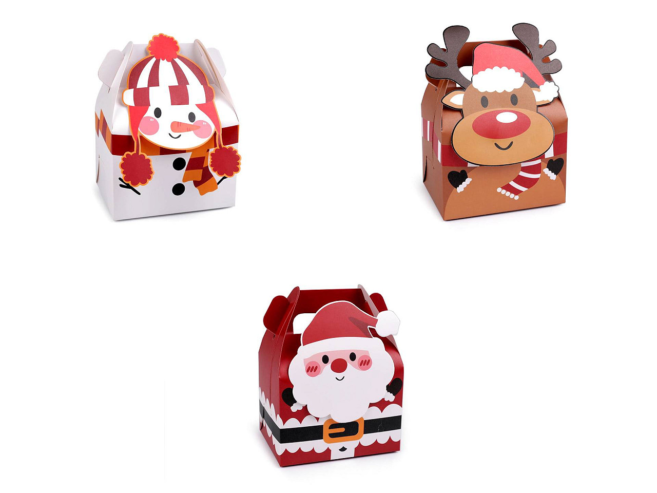 Cutie cadou de craciun ren, mos craciun, om de zapada - Maro natural (1 Bucată)