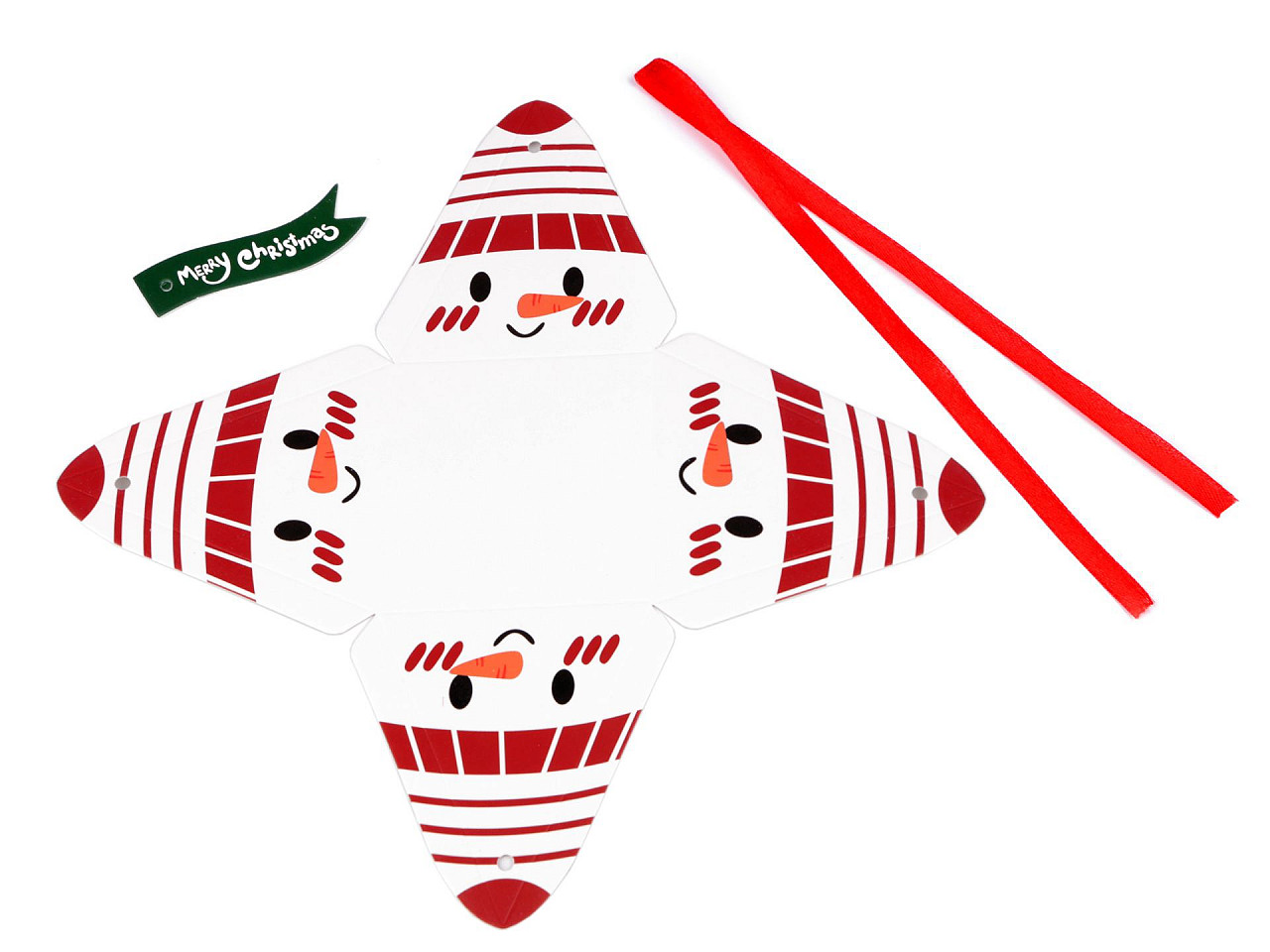 Cutie cadou de craciun piramidă - ren, mos craciun, om de zapada, spiridus - Roșu (50 Bucăți)