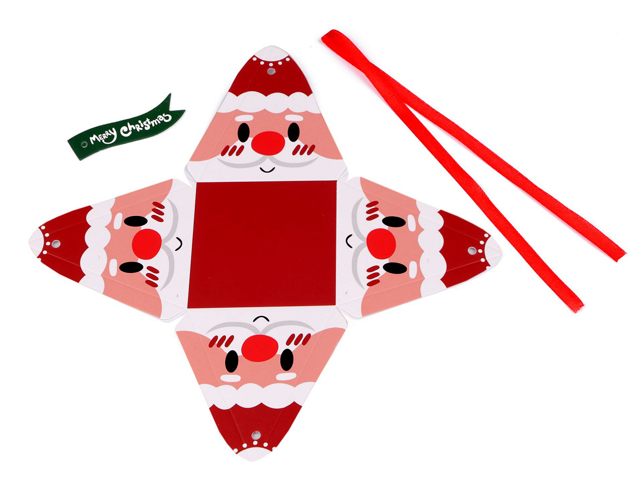 Cutie cadou de craciun piramidă - ren, mos craciun, om de zapada, spiridus - Roșu (50 Bucăți)