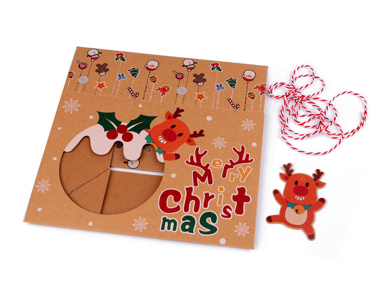 Cutie cadou de craciun cu fereastra transparenta si eticheta - Mix variante (12 Bucăți)