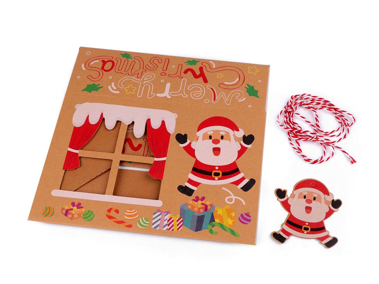 Cutie cadou de craciun cu fereastra transparenta si eticheta - Mix variante (12 Bucăți)