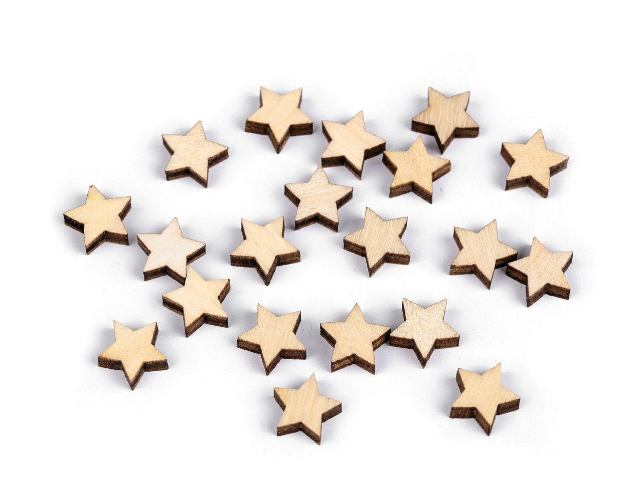 Mini stea din lemn pentru lipire ø10 mm - Natur (20 Bucăți)