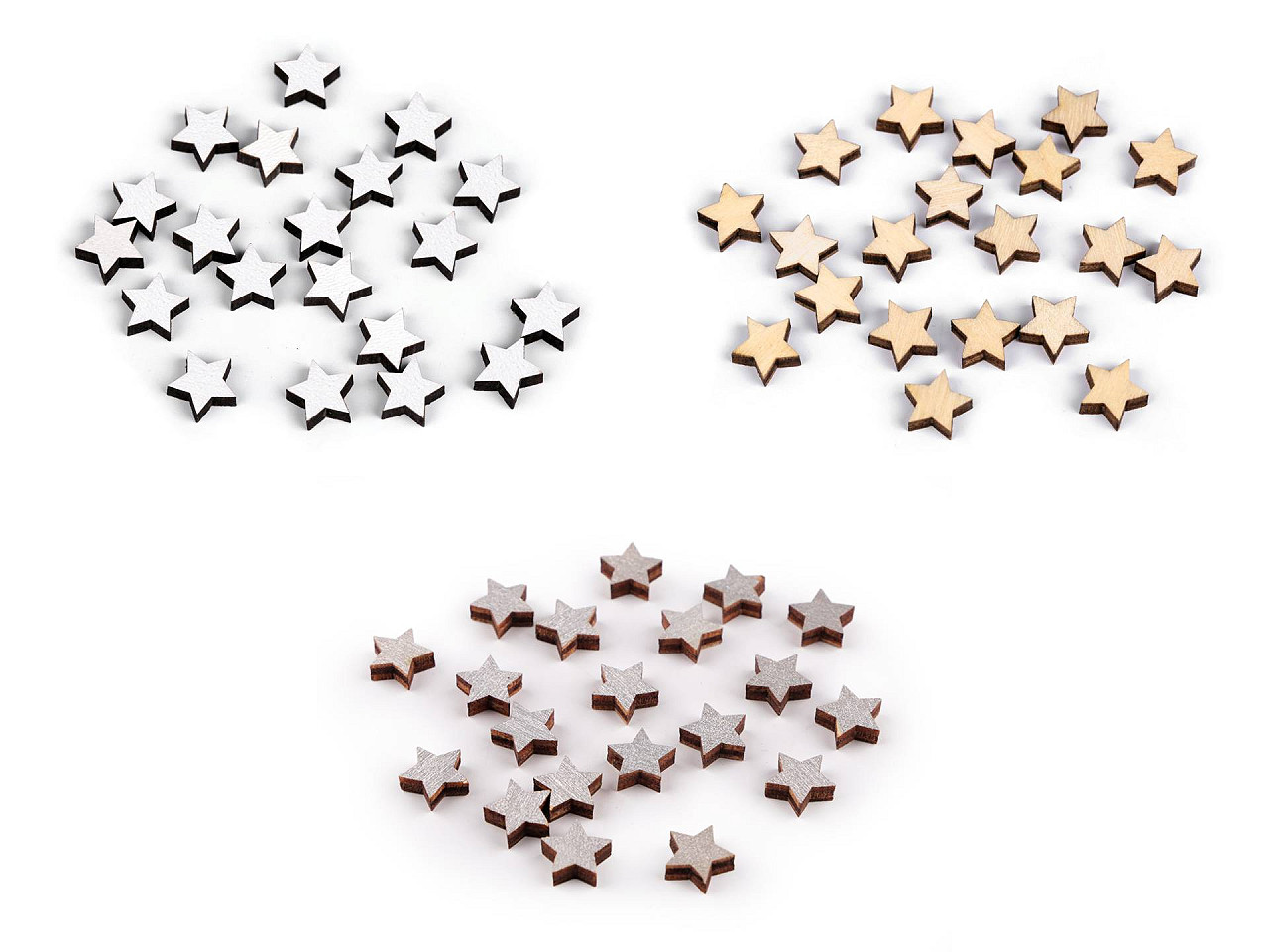 Mini stea din lemn pentru lipire ø10 mm - Natur (20 Bucăți)