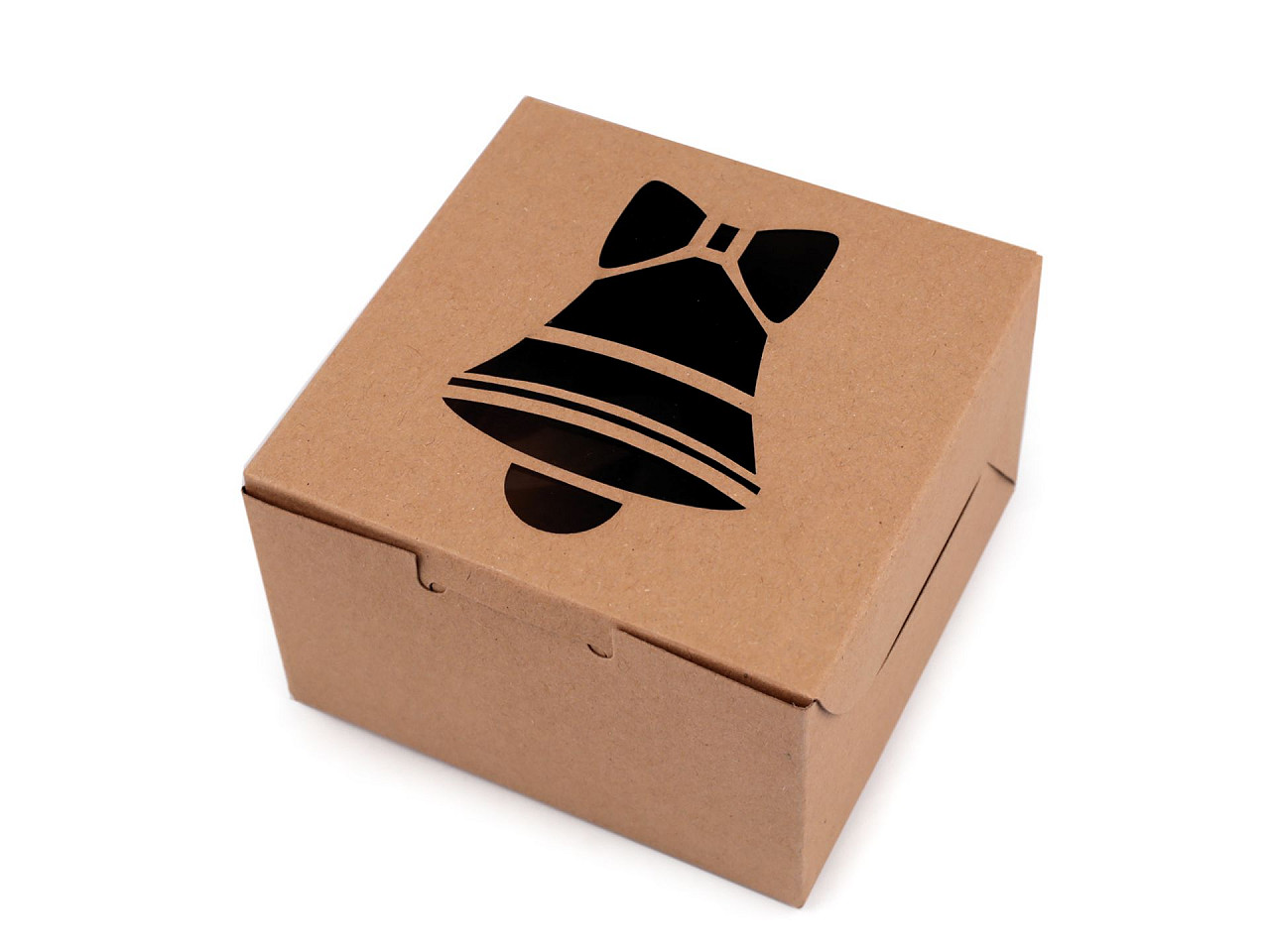 Cutie cadouri cu orifici decupate copac, fulg de zăpadă, clopot - Maro natural (10 Bucăți)