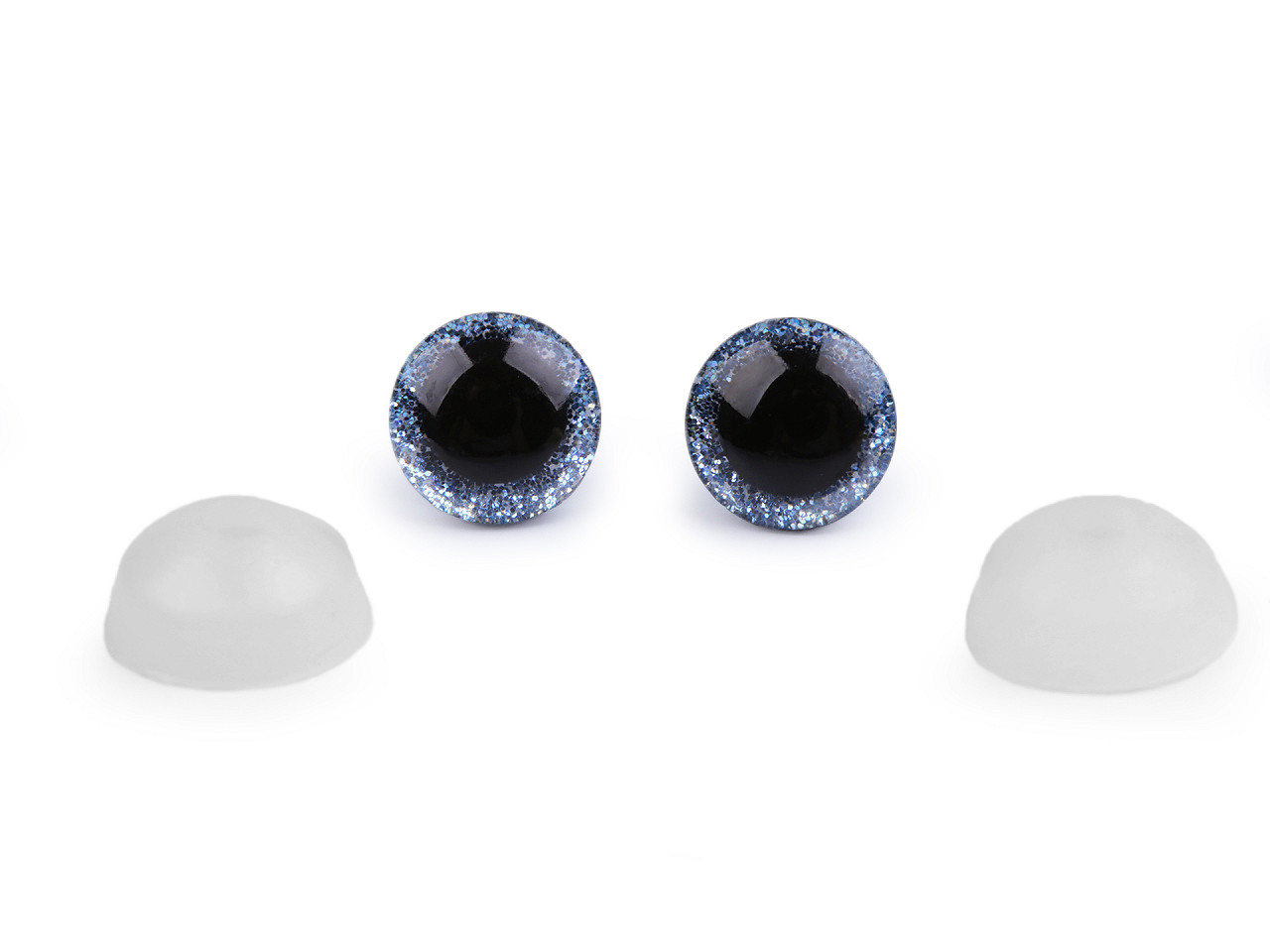 Ochi cu sclipici ø12 mm - Albastru deschis (10 Seturi)