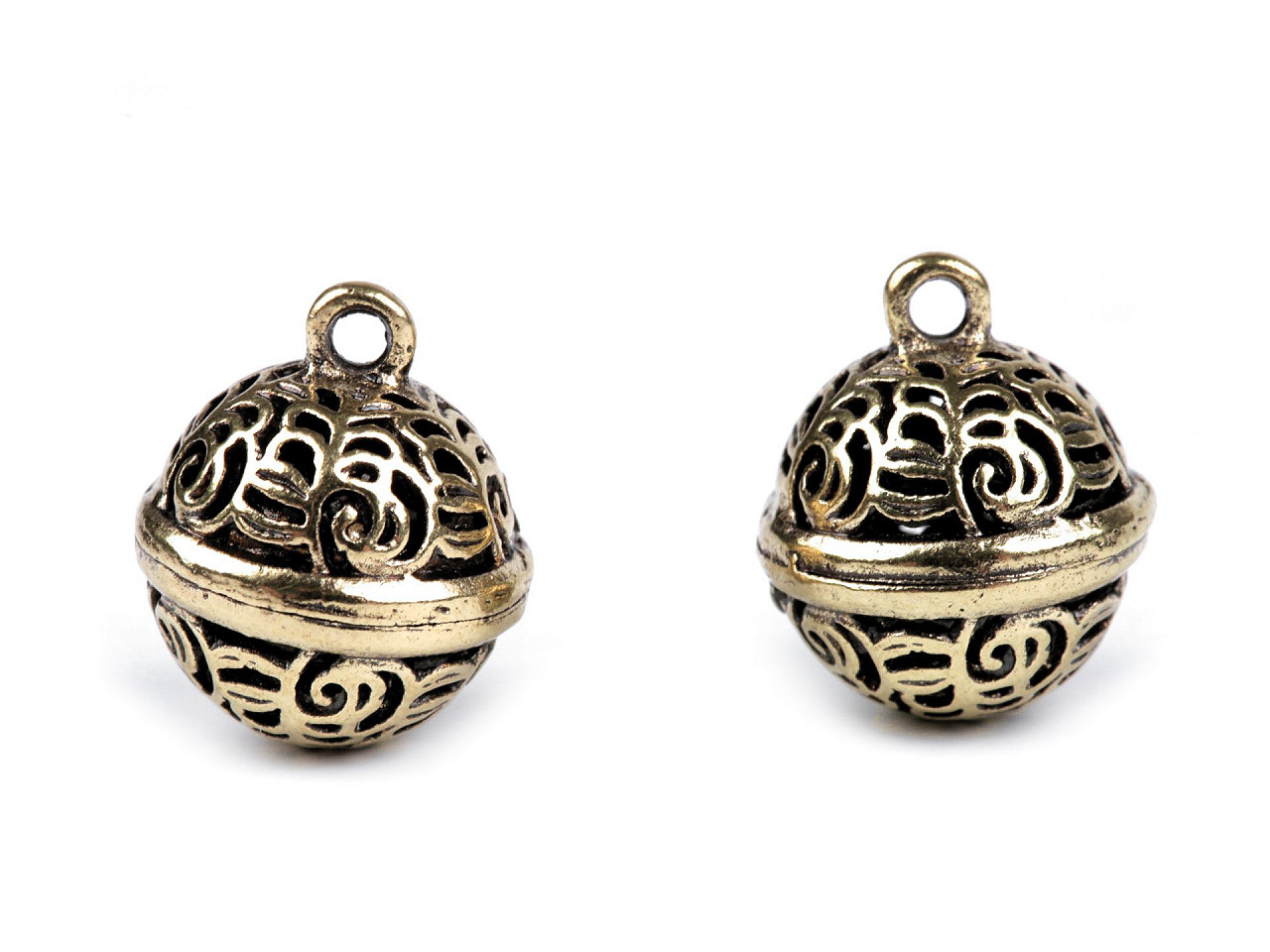 Clopotei / zurgalai din alama filigran ø12 mm, ø15 mm - Auriu (2 Bucăți)