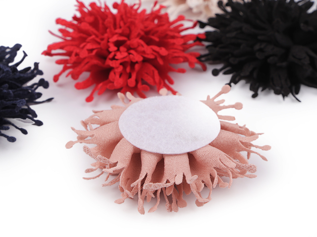 Floare textila pentru cusut si lipit ø10 cm - Alb lăptos (10 Bucăți)