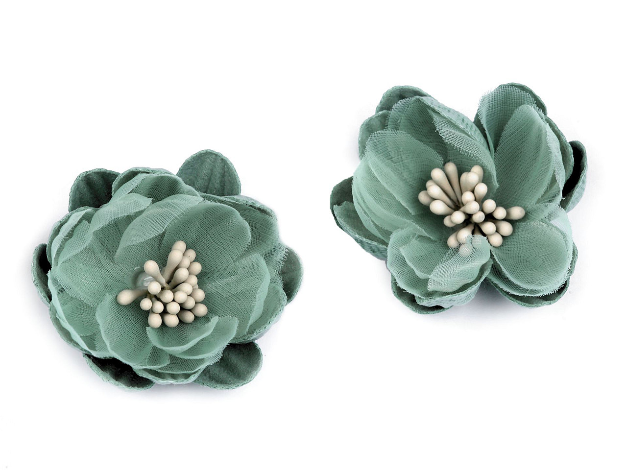 Floare textila de lipit pe ø5 cm - Verde salvie inchis (10 Bucăți)