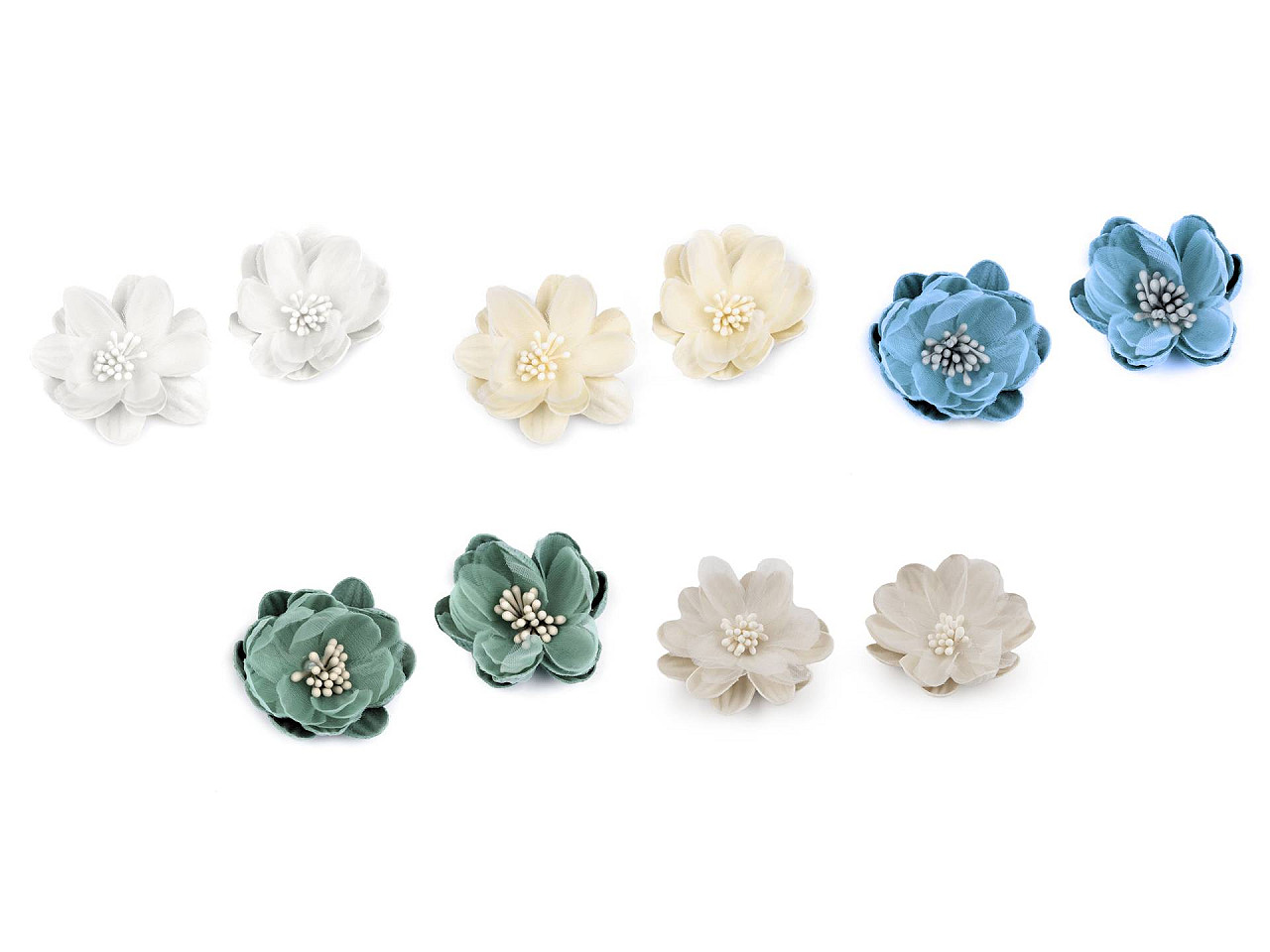 Floare textila de lipit pe ø5 cm - Verde salvie inchis (10 Bucăți)