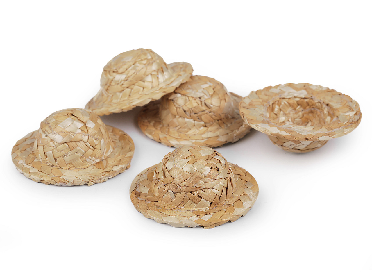 Mini palarie de paie pentru figurine si decoratiuni - Natural deschis (5 Bucăți)