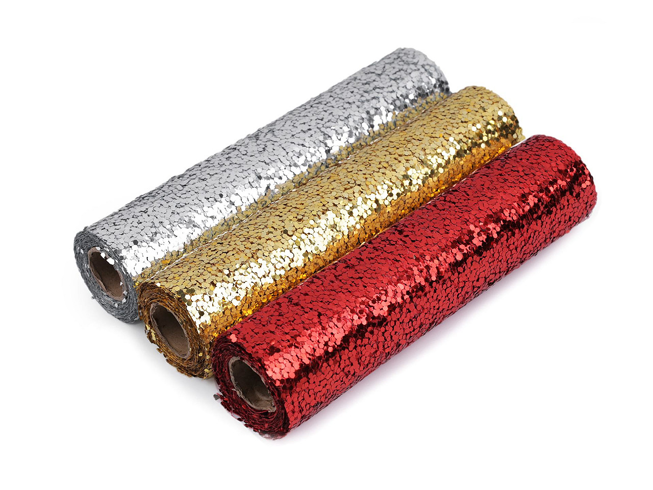 Tesatura decorativa plasa cu paiete, 24 cm - Argintiu (1 Bucată)