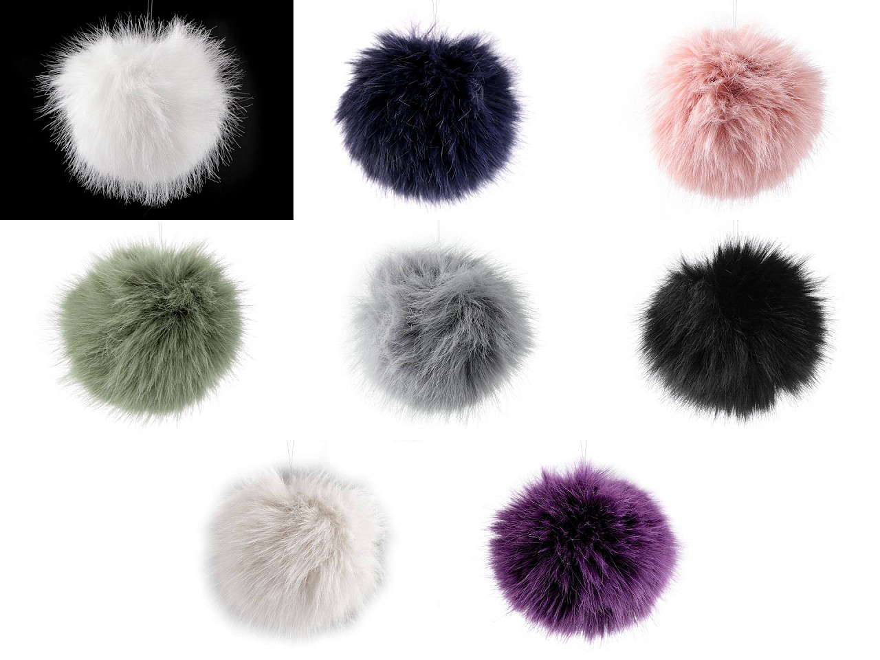 Pompon din blană cu buclă ø11 cm - Off white (1 Bucată)