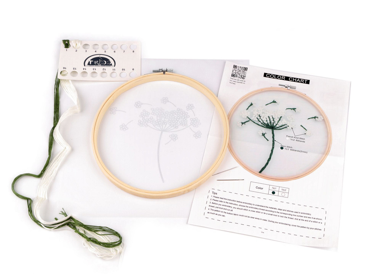 Set de broderie cu motiv preimprimat, papadie pe tul - Conform imaginii (1 Set)