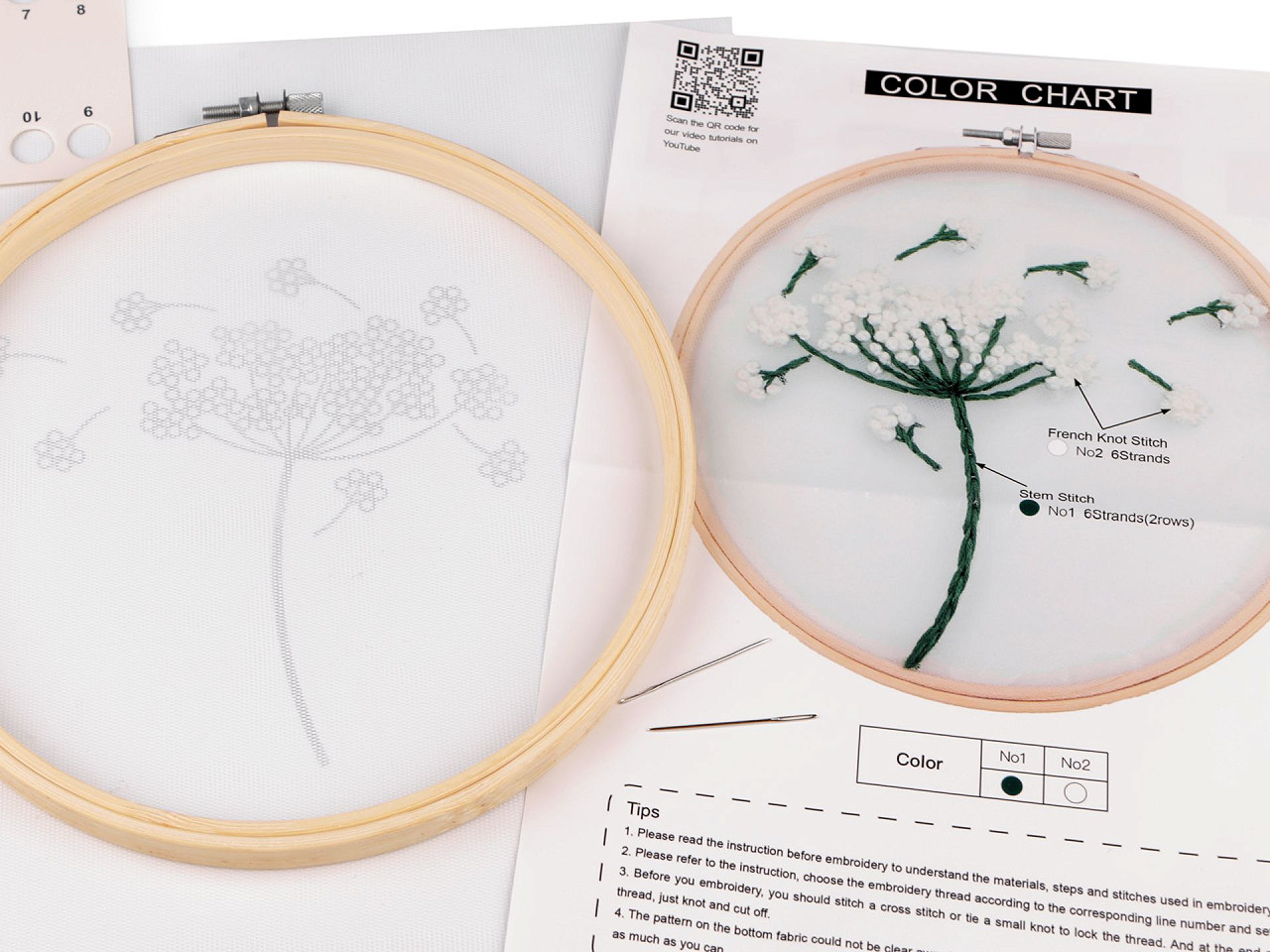 Set de broderie cu motiv preimprimat, papadie pe tul - Conform imaginii (1 Set)