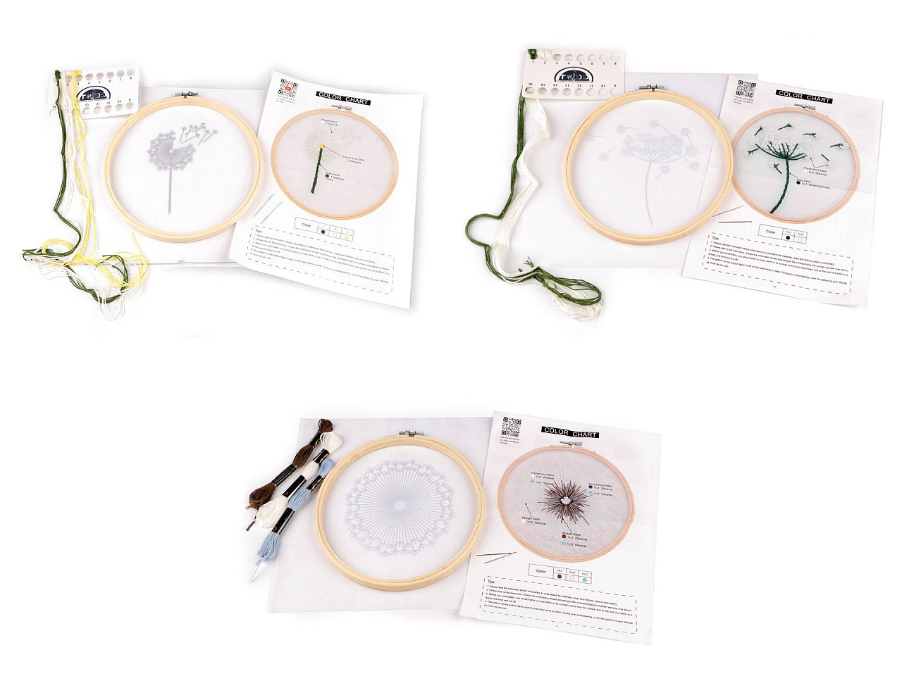 Set de broderie cu motiv preimprimat, papadie pe tul - Conform imaginii (1 Set)