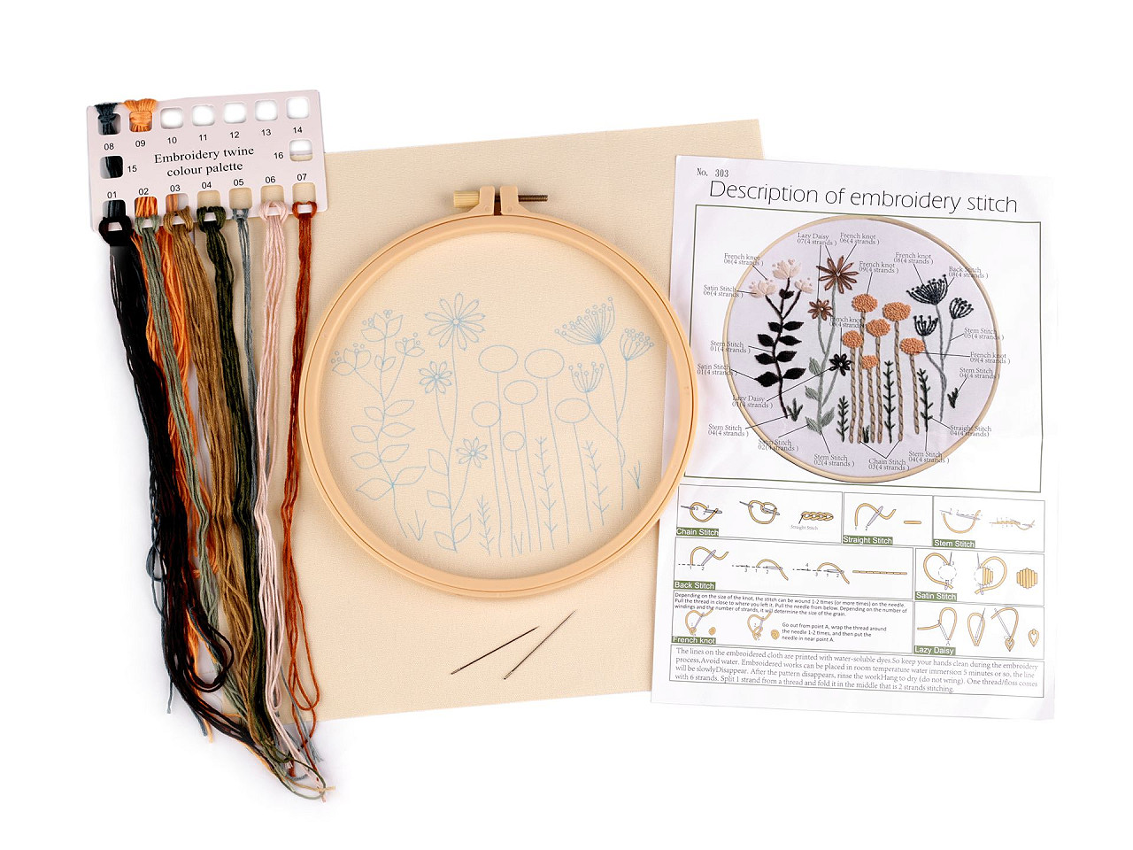 Set de broderie cu motiv preimprimat, plante, ierburi - Conform imaginii (1 Set)