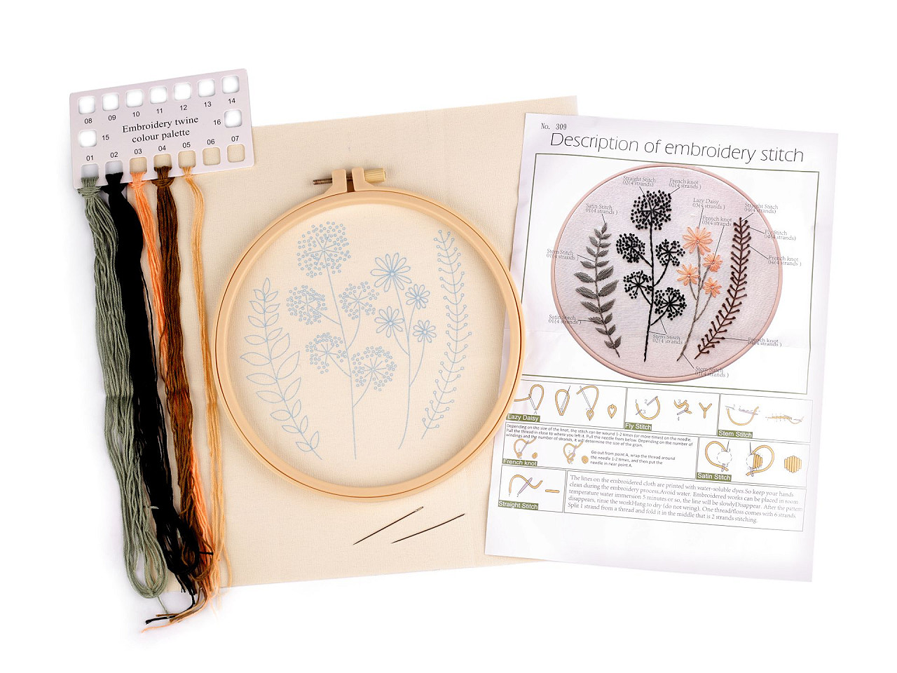 Set de broderie cu motiv preimprimat, plante, ierburi - Conform imaginii (1 Set)