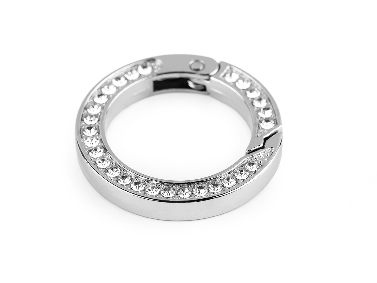 Carabina inel cu strasuri ø24 mm - Nichel (1 Bucată)