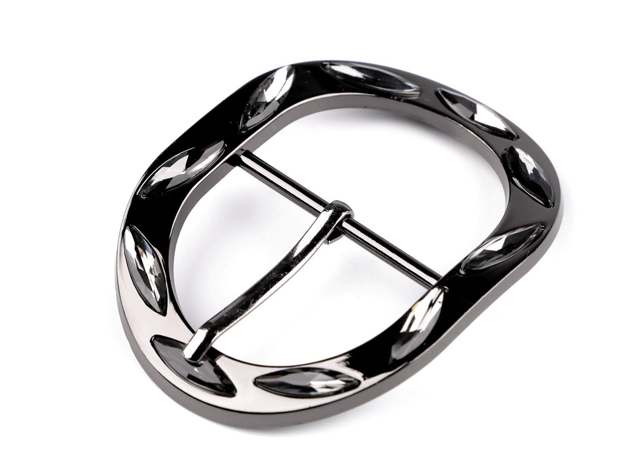 Cataramă cu strasuri 36 mm - Nichel negru (2 Bucăți)