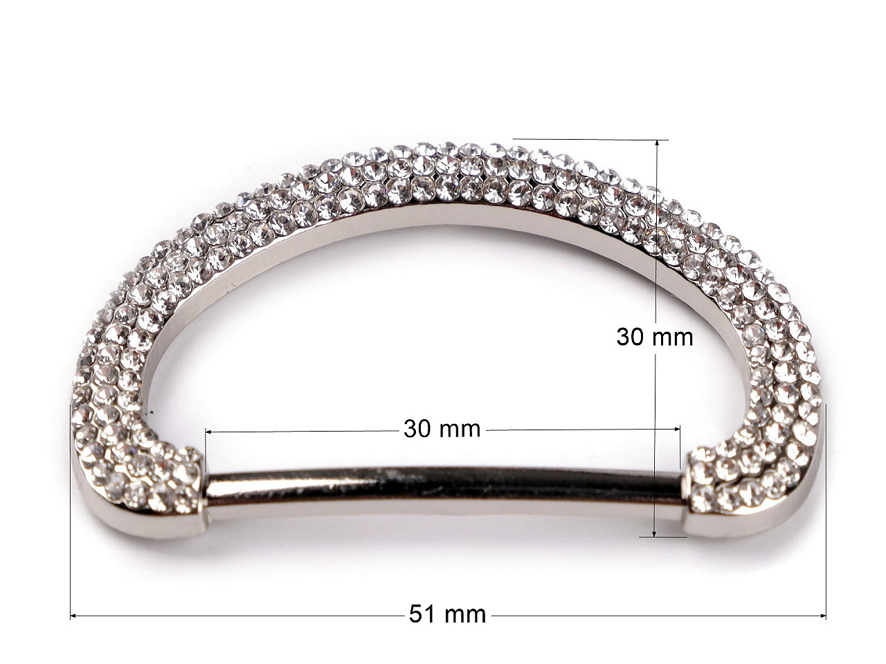 Cataramă cu strasuri, 30 mm - Cristal (2 Bucăți)