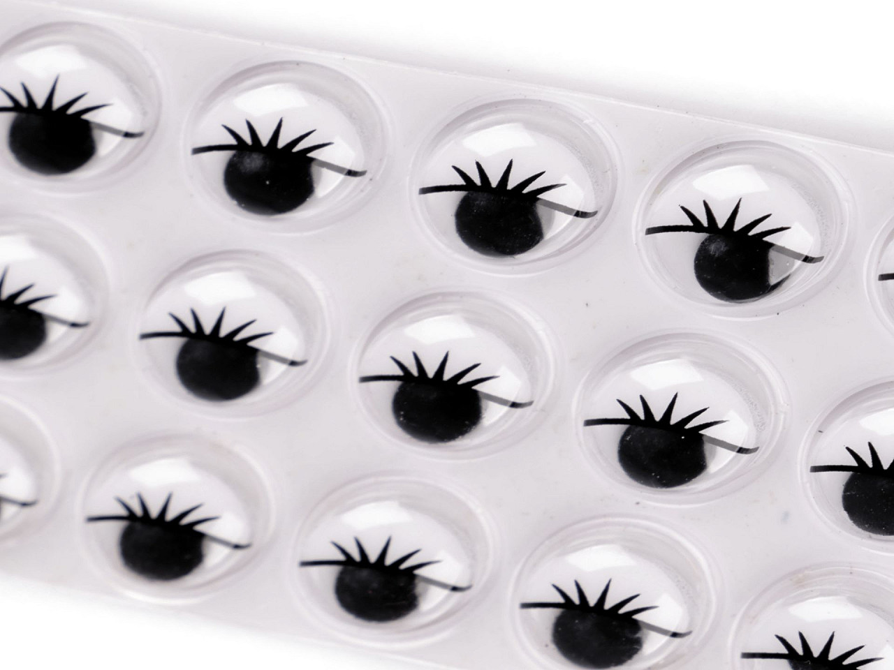 Ochi mobili autoadezivi cu gene ø10 si 12 mm - Negru (1 Card)