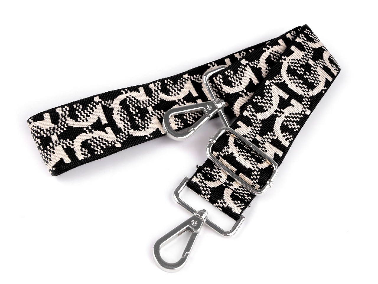 Curea textila cu carabine pentru geanta latime 3,8 - Negru (1 Bucată)