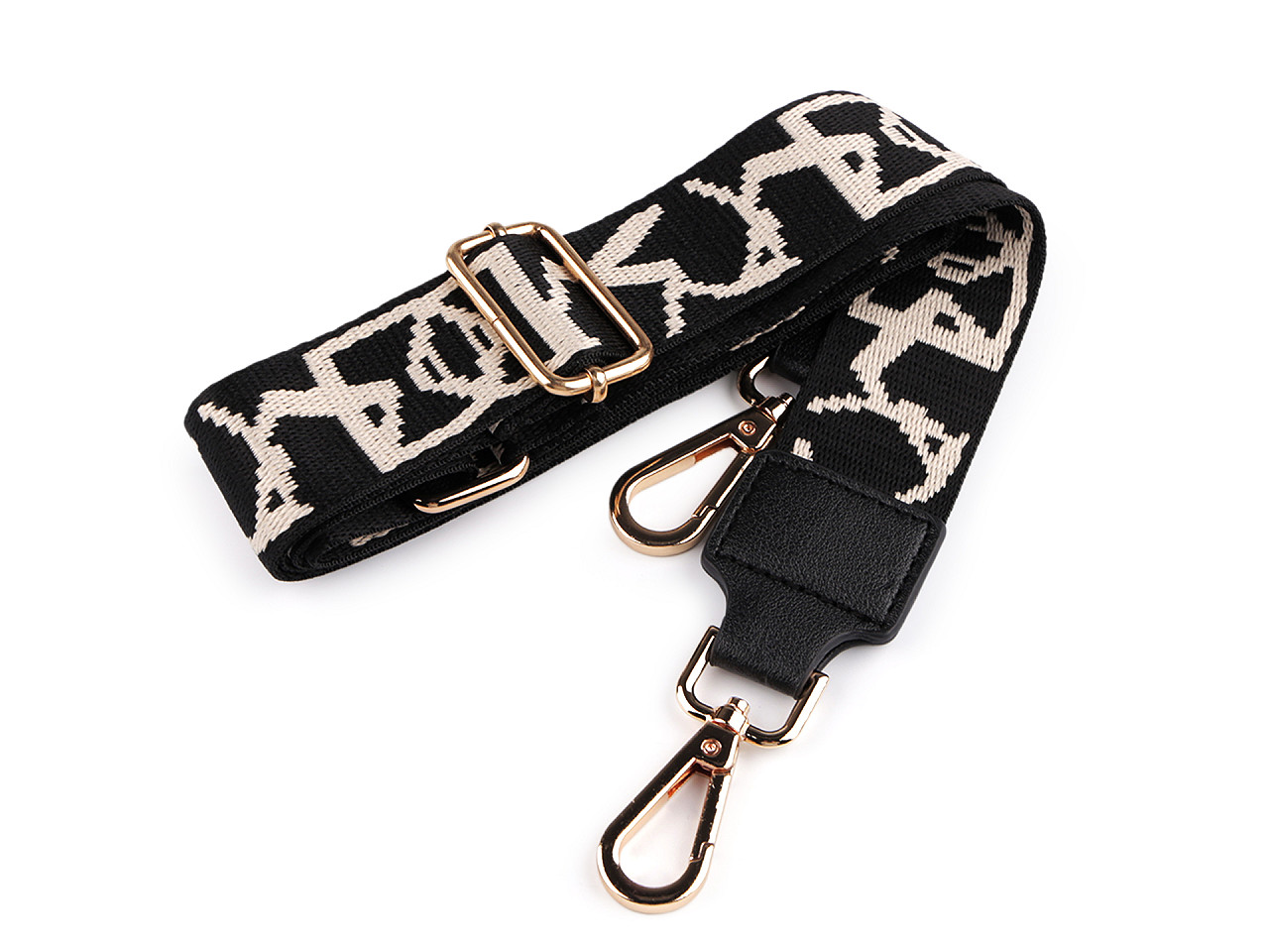 Curea textila cu carabine pentru geanta latime 3,8 - Negru (1 Bucată)