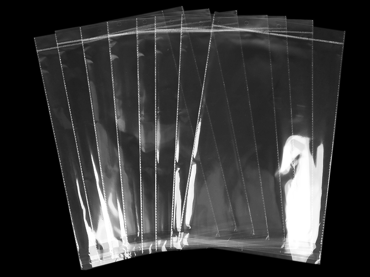 Pungi cu clapetă adezivă și agățătoare 26,5x40 cm - Transparent (100 Bucăți)