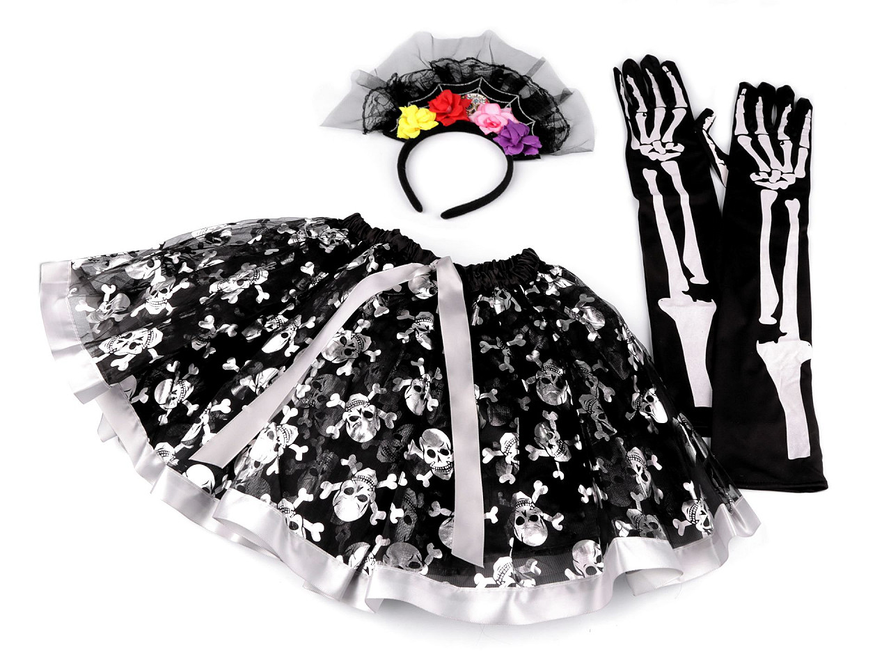 Costum de carnaval - halloween, schelet - Negru (1 Set)
