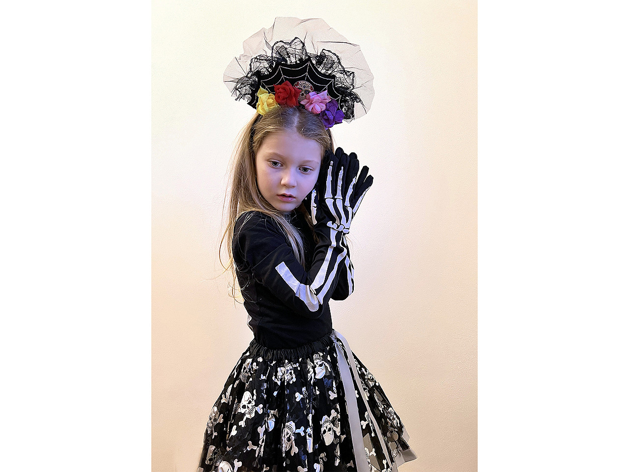 Costum de carnaval - halloween, schelet - Negru (1 Set)