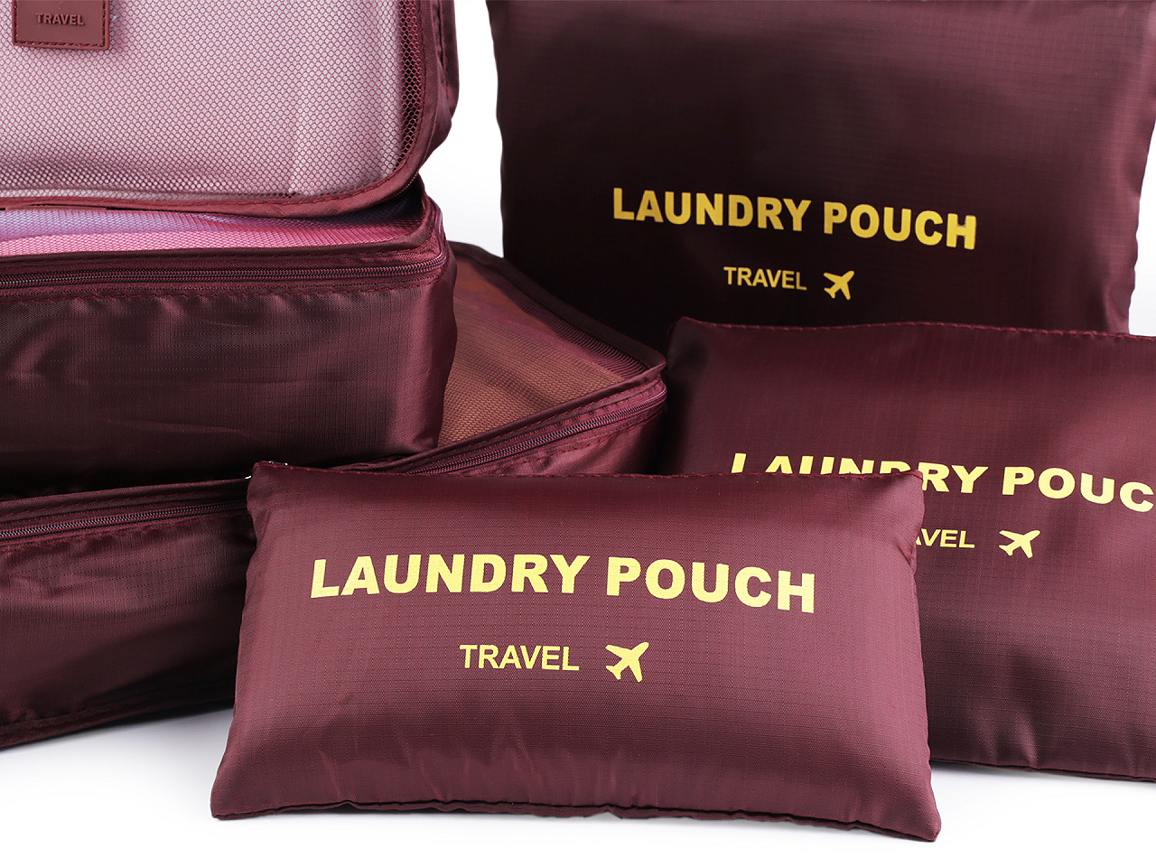 Set de organizatori de călătorie pentru valiză 6 buc - Roz somon închis (1 Set)