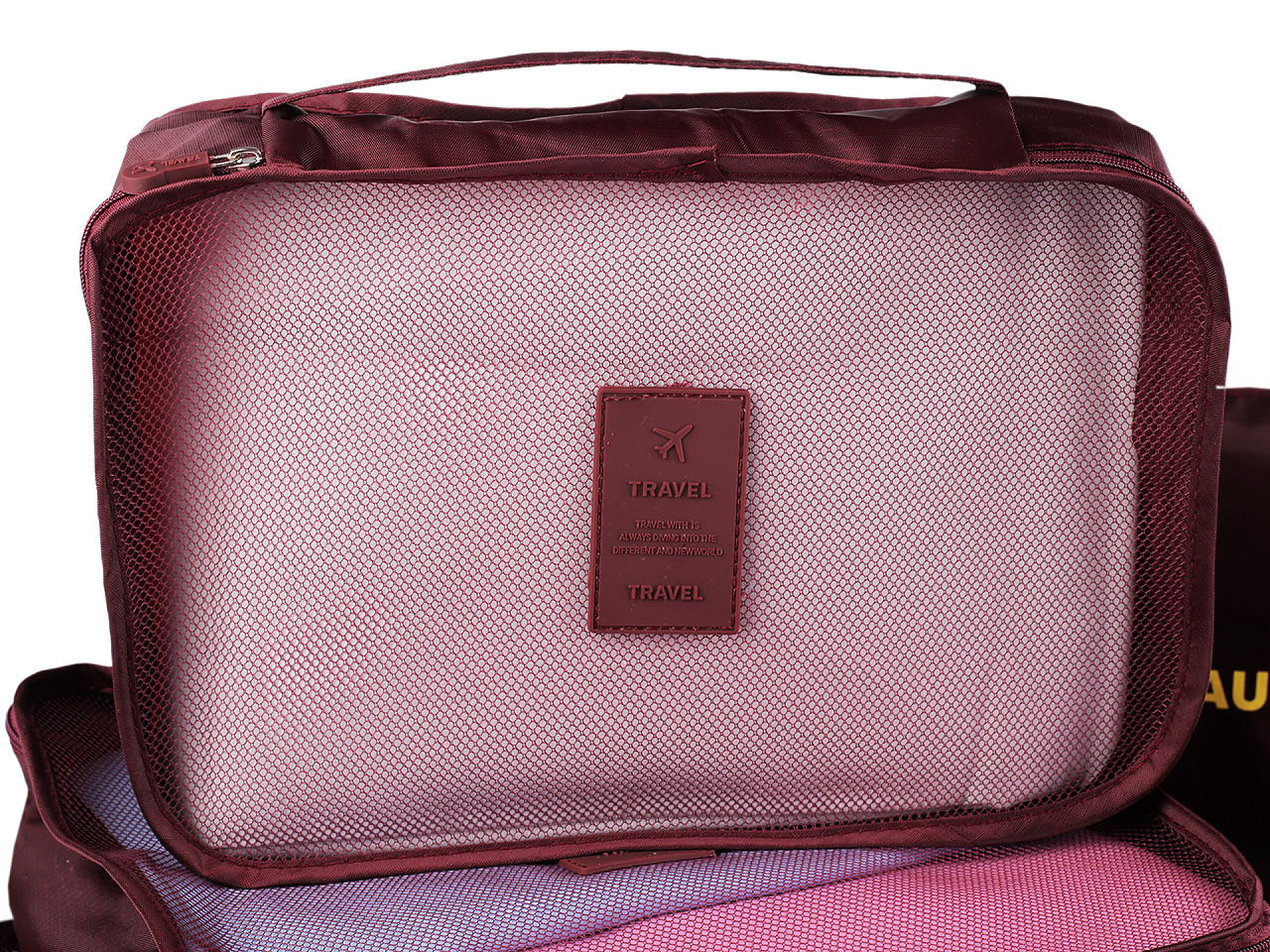 Set de organizatori de călătorie pentru valiză 6 buc - Roz somon închis (1 Set)