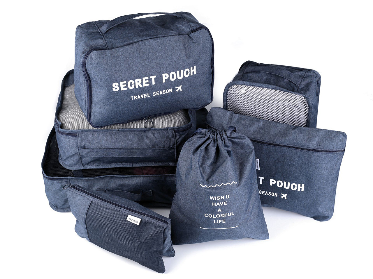 Set de organizatoare de călătorie pentru valiză 7 buc - Negru (1 Set)