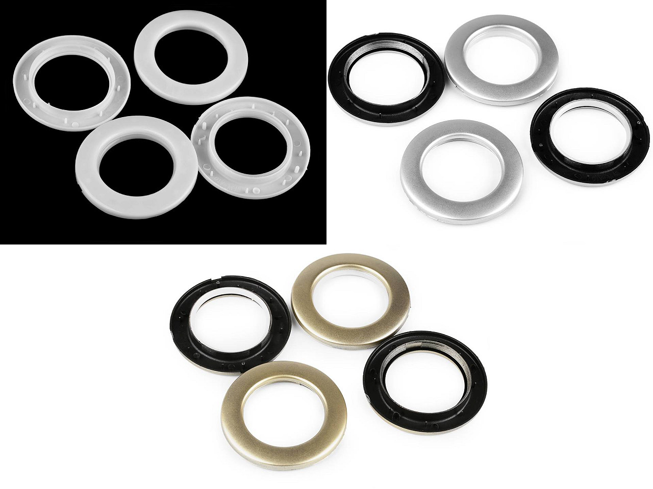 Ocheți pentru perdele și draperii interior ø42 mm - Auriu deschis (100 Seturi)