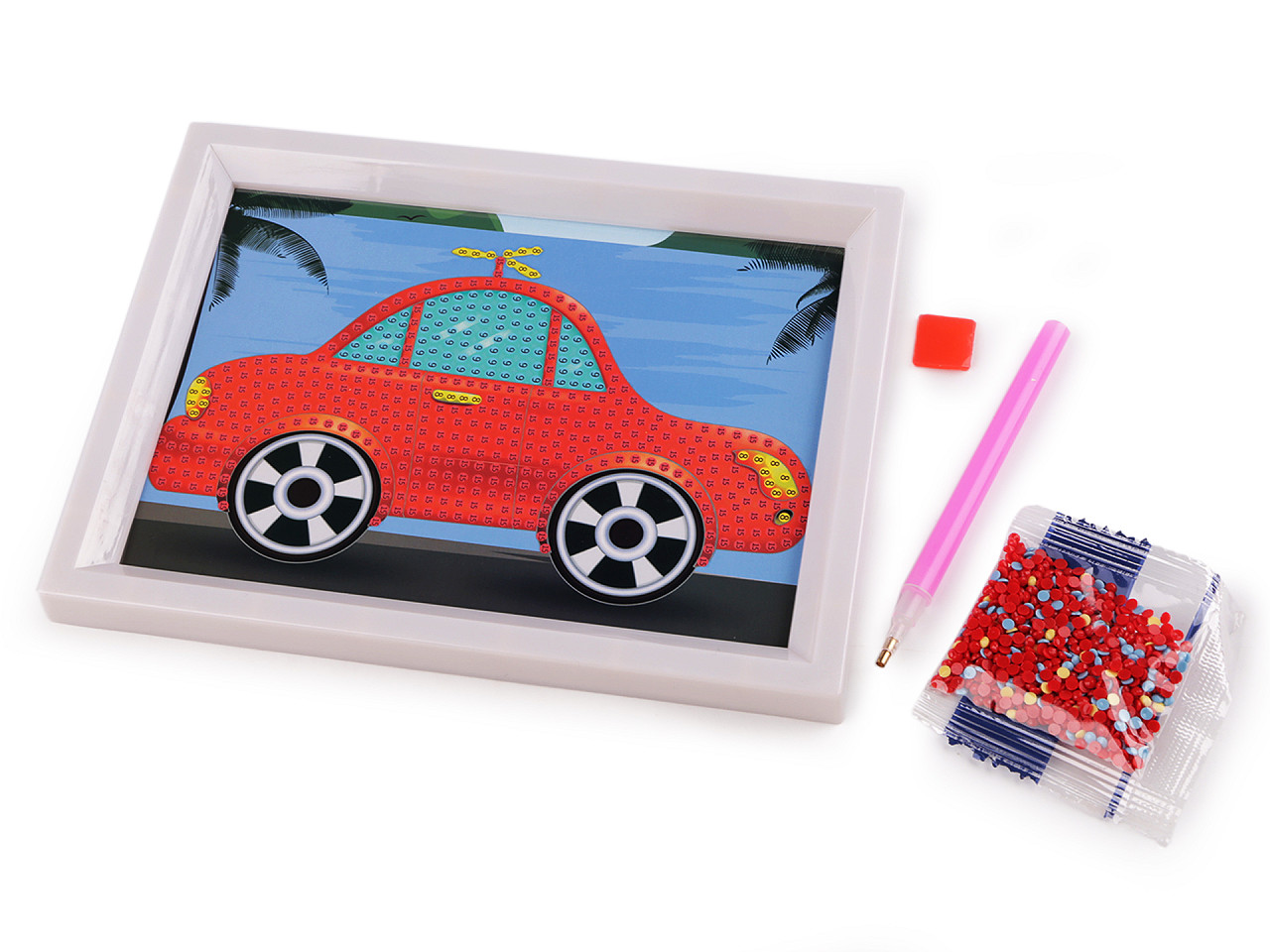 Pictura cu diamant cu rama, set creativ - Culoare aleatorie (1 Set)