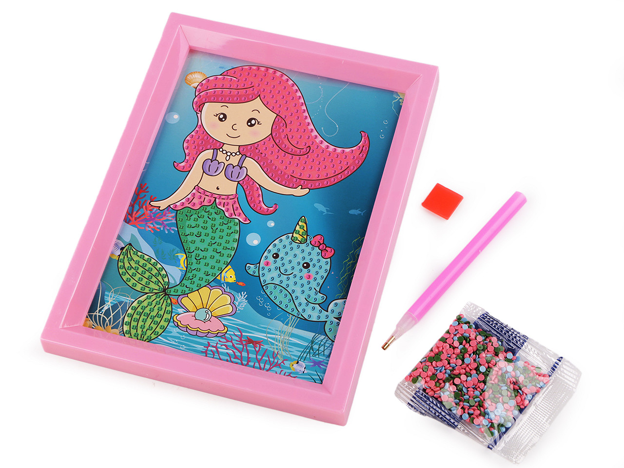 Pictura cu diamant cu rama, set creativ - Culoare aleatorie (1 Set)