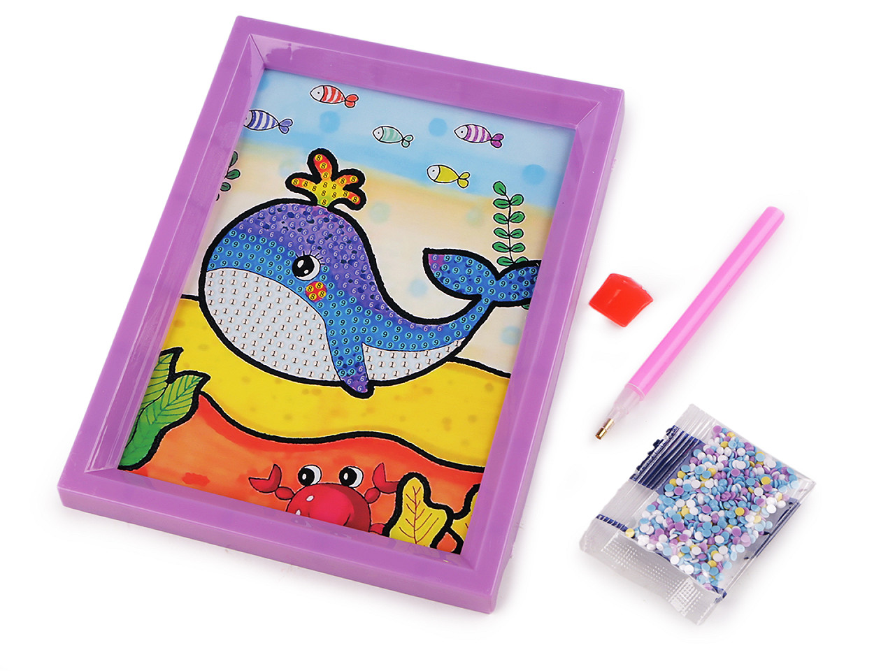 Pictura cu diamant cu rama, set creativ - Culoare aleatorie (1 Set)