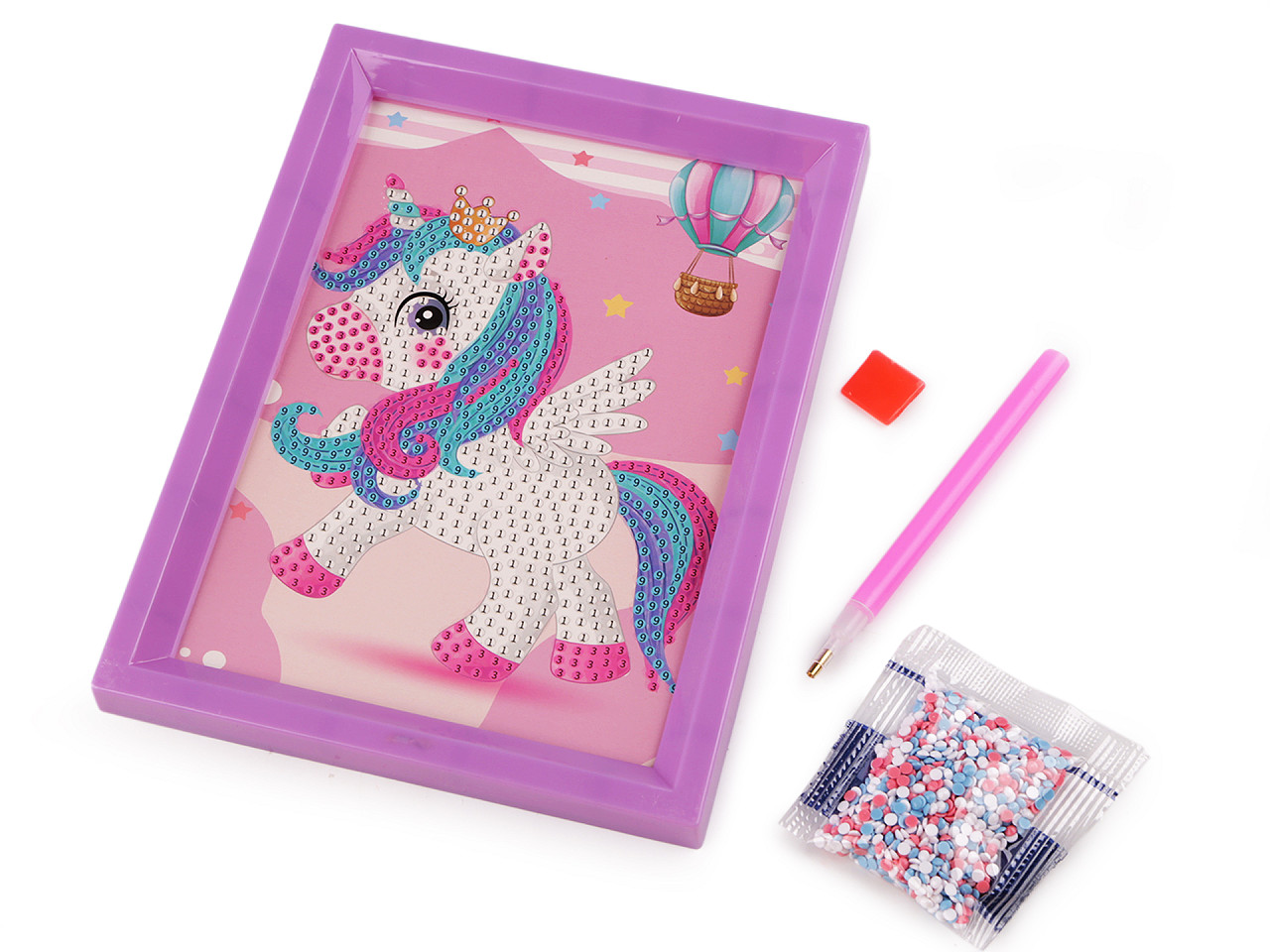 Pictura cu diamant cu rama, set creativ - Culoare aleatorie (1 Set)