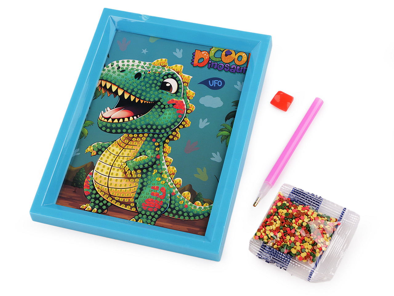 Pictura cu diamant cu rama, set creativ - Culoare aleatorie (1 Set)