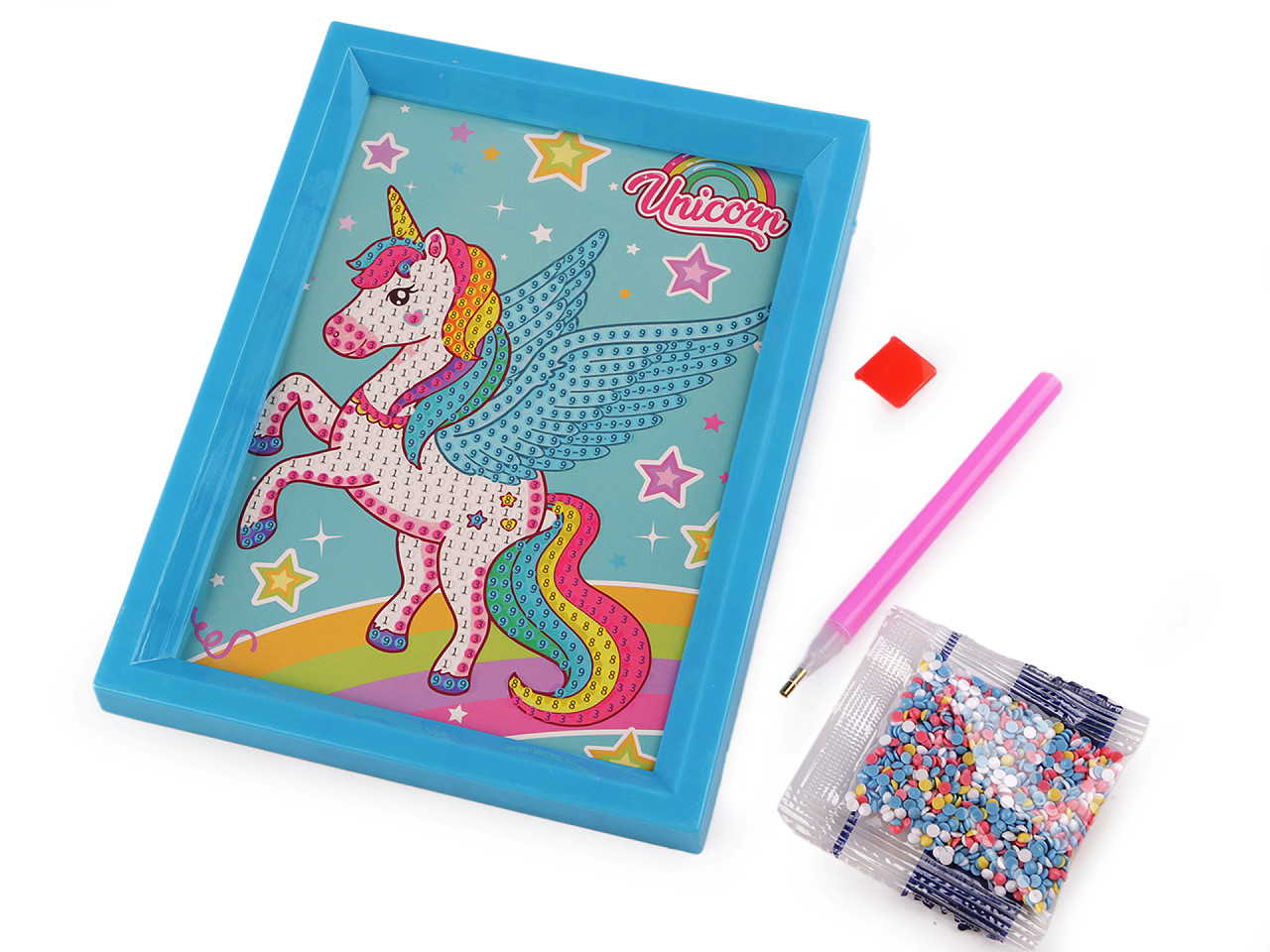 Pictura cu diamant cu rama, set creativ - Culoare aleatorie (1 Set)