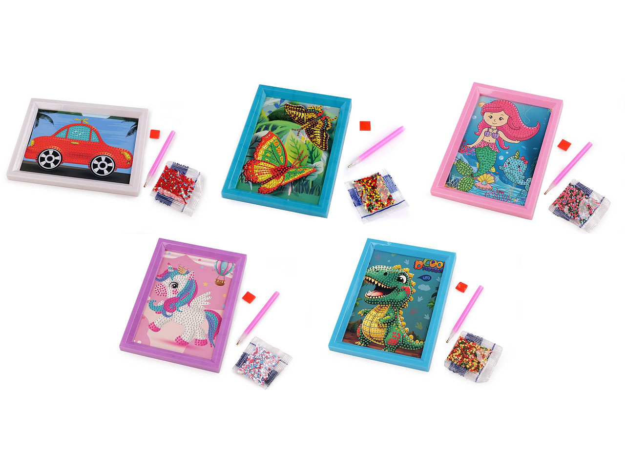 Pictura cu diamant cu rama, set creativ - Culoare aleatorie (1 Set)