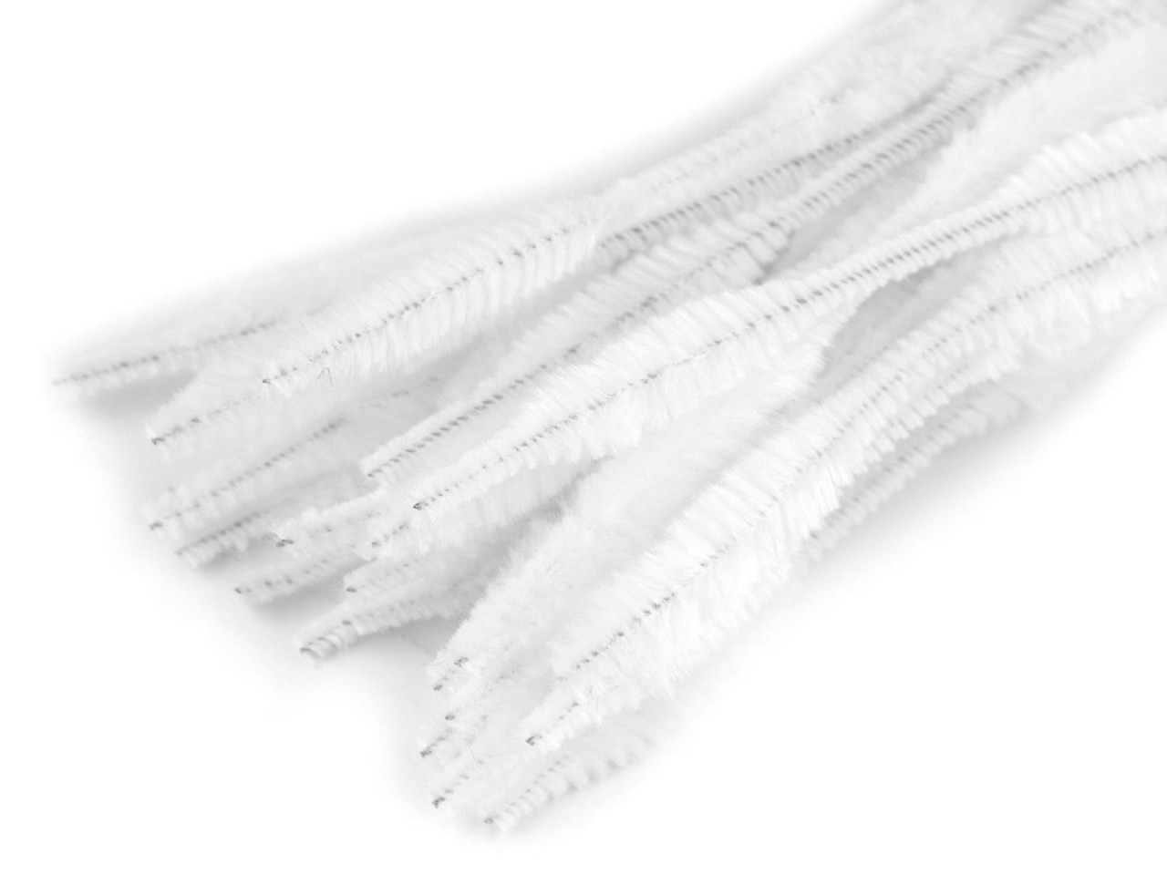 Sârme de modelare plușate ø5-10 mm, lungime 30 cm - Alb (25 Bucăți)