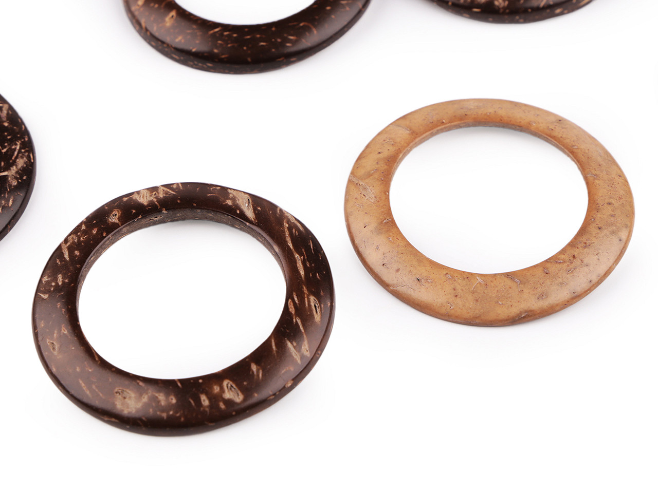 Inel de nucă de cocos / cerc mm macrame ø50 - Natural mediu (300 Bucăți)