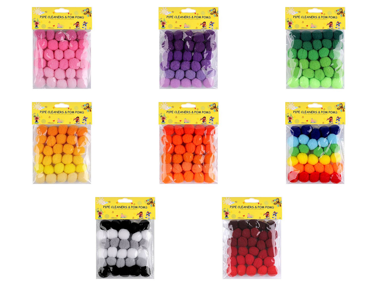 Pompoane mix culori ø20 mm - Orange-yellow (1 Sac)